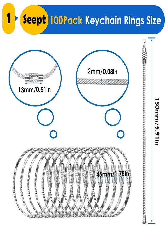 Seept 50 Pack Key chain 6 inch Keychain Rings 2mm Stainless Steel Large Key Ring for Key Tags,Keyrings, Luggage Tags,ID Tag Keepers,Car Keys Wire Keychain Cable Packed in Box - Image 2